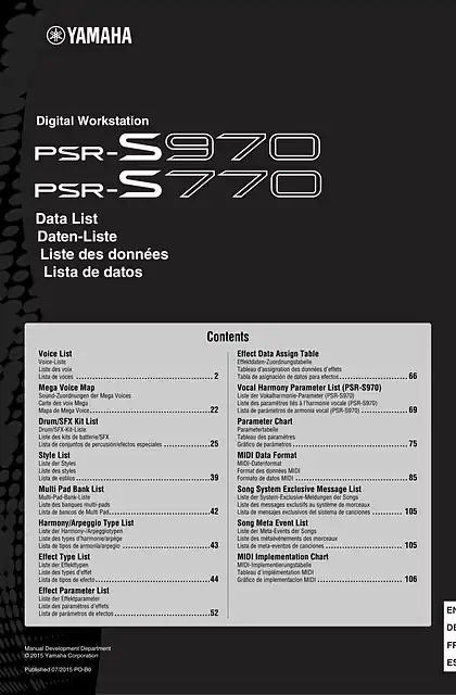 yamaha雅马哈PSR-S970_PSR-S770 Data List